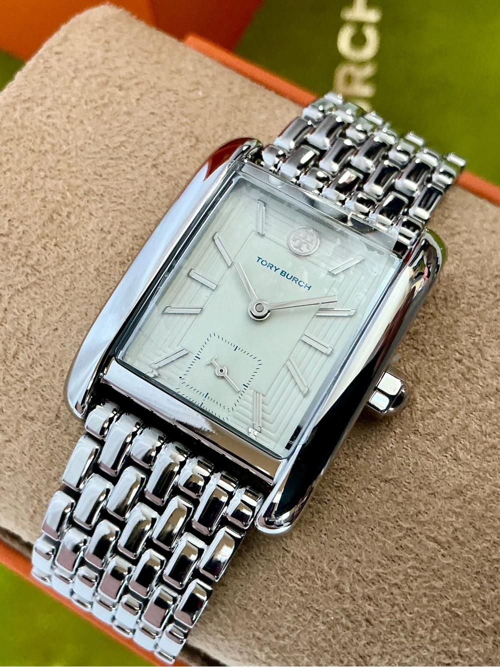 Tory Burch Eleanor Silver Stainless Steel Watch TBW1069 NWT Boxed
